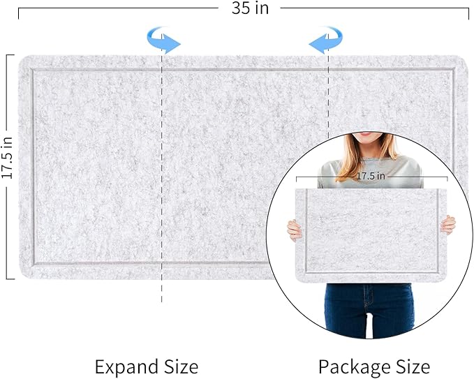 Bulletin Board, 35 x 17 1/2 inches Felt Board - Decorative Pin Board, Cork Board Alternative for Wall, Foldable Picture Board Self-Adhesive Vision Board Prayer Board with 20 Pushpins - Marble White-DeskLoop Office