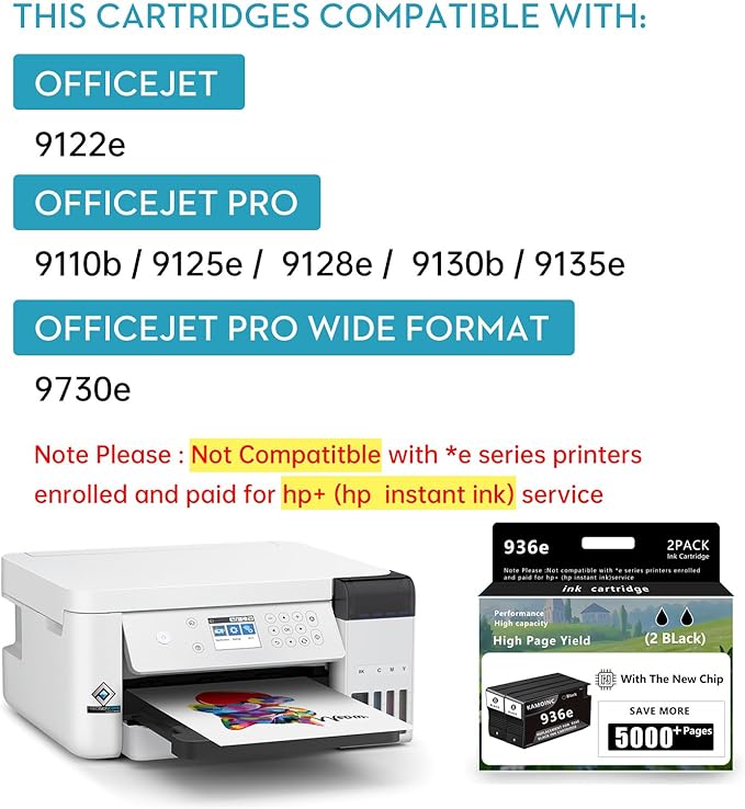 936e Black Ink Cartridge (with Chip) Replacement for HP 936e 936 Compatible with HP OfficeJet Pro 9125e 9135e 9128e 9122e 9110b 9130b 9730e 9730 Printers (2Black)-DeskLoop Office