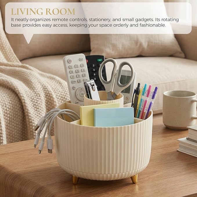 KONVINIT Pencil Pen Holder for Desk, 5 Slots 360 - Image 5
