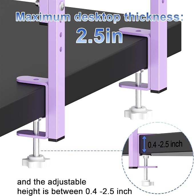 2-Tier Desk Shelf, Expandable Under Desk Storage, Clamp on Desk Shelf, Desktop - Image 5