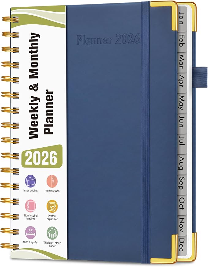 2026 Planner, Hardcover Leather Weekly and Monthly Planner, January 2026 by Unknown
