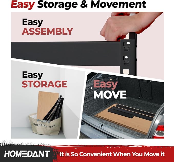 HOMEDANT 47.7" W 5 Tier Heavy Duty Garage Shelving Adjustable Metal Rack - Image 7