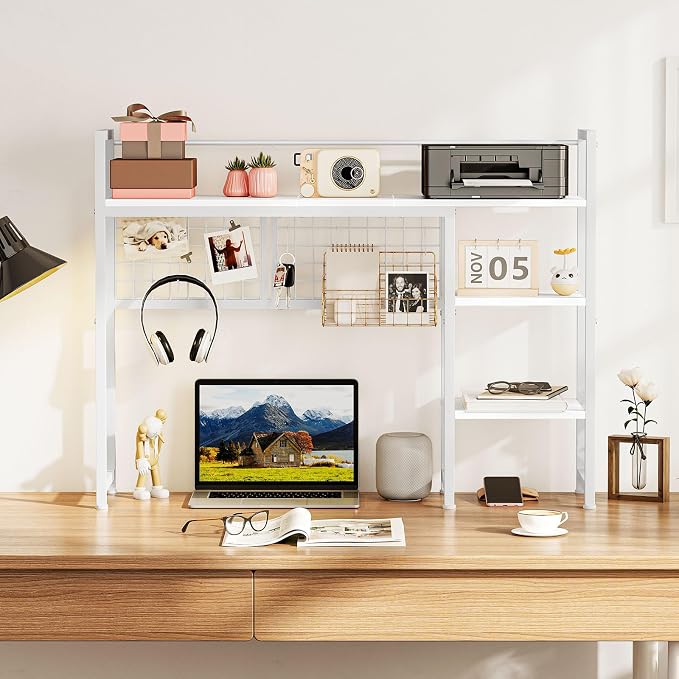Snughome Desk Shelf, 38.6" Desktop Organizer Shelf, Desk Hutch - Image 4