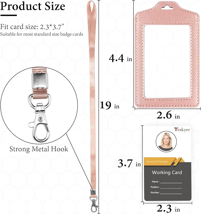 Teskyer 2 Pack Double Sided Clear Badge Holder - Image 3