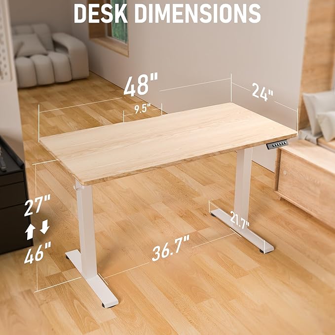48 * 24 Electric Standing Desk, Adjustable Height Sit Stand Up Desk, Motorized Home Office Computer Gaming Workstation Desk-DeskLoop Office
