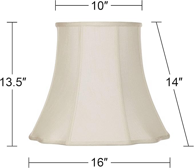 Creme Large Bell Cut Corner Lamp Shade 10" Top x 16" Bottom x 14" Slant x 13.5" - Image 4
