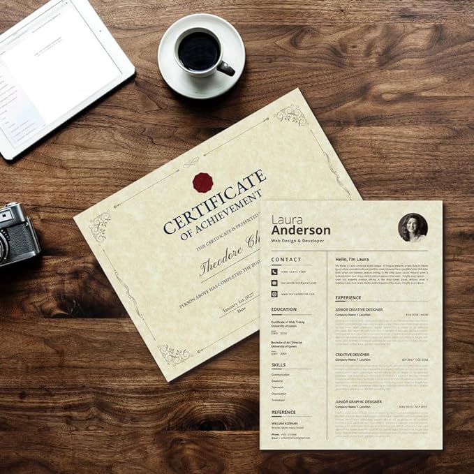 120 Sheets Parchment Paper for Certificates, 8.5" x 11", 100 GSM Double-Sided Stationery Paper for Resumes & Diplomas, Printer-Friendly (Ivory)-DeskLoop Office