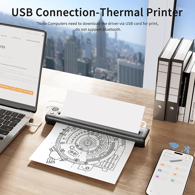 Rongta Portable Printers Wireless for Travel, WiFi & Bluetooth Mobile Printer, Thermal Inkless Printer for School/Office/Home Use, Compatible with Android,iOS & Laptop (Gray)-DeskLoop Office