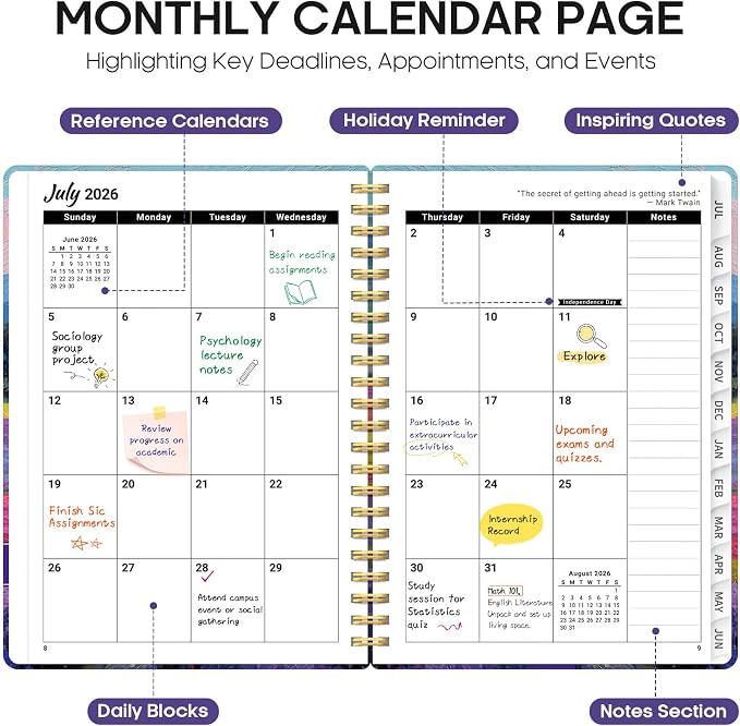 Planner 2026-2027, Academic Year Monthly and Weekly Calendar Planner, Jul 2026 - Image 2