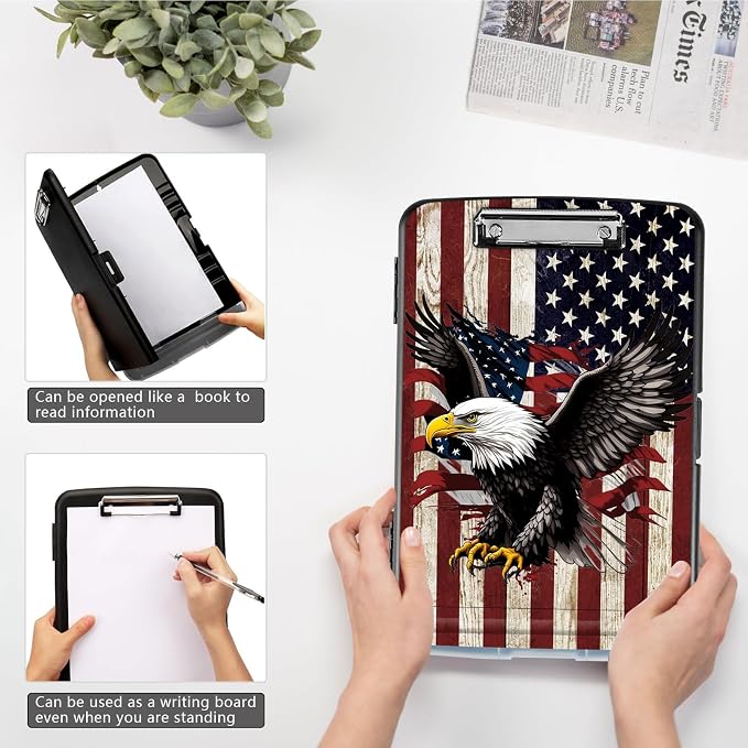 Clipboard with Storage, 9.5x14 High Capacity America Falg Eagle Storage - Image 4