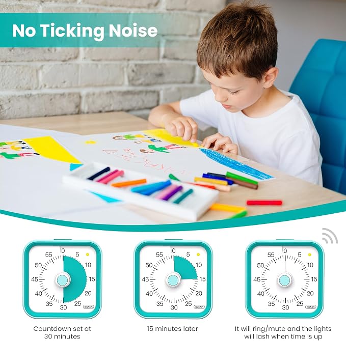 Visual Timer for Kids with Pause Function, 60 Minute Countdown Timer for Kids - Image 5