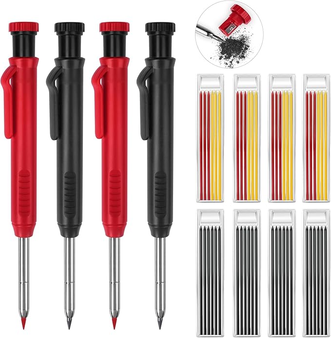 MECHEER 4 Pack Carpenter Pencils Mechanical Pencils by MECHEER