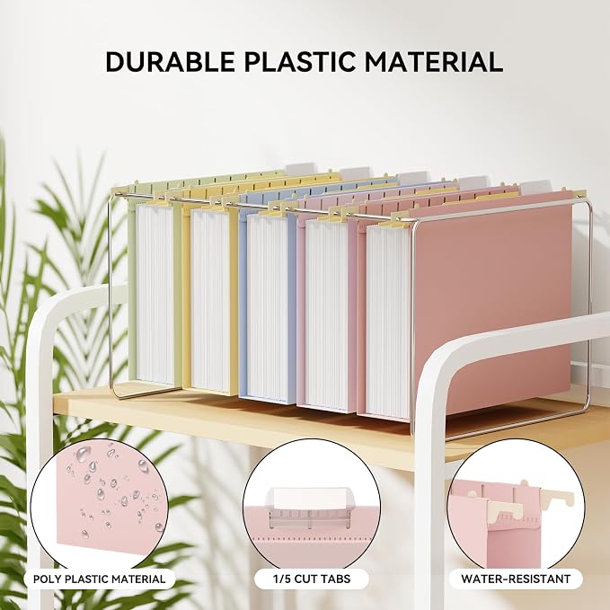 Ansook 12 Pack Plastic Hanging File Folders, 2 Inch Expandable Letter Size - Image 6