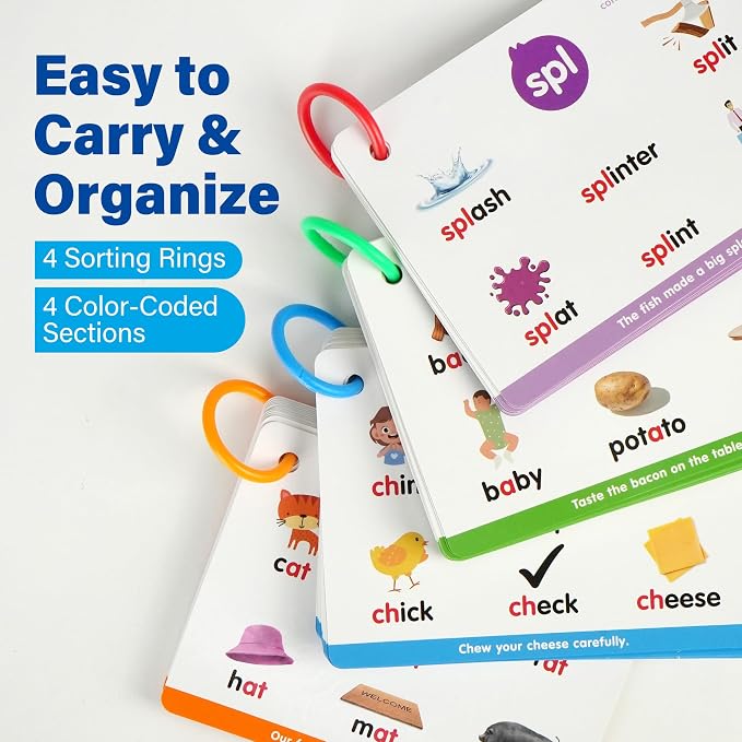 Phonics Flash Cards, 76 Cards 24 Principles, Learn to Read Phonics Games | CVC - Image 5