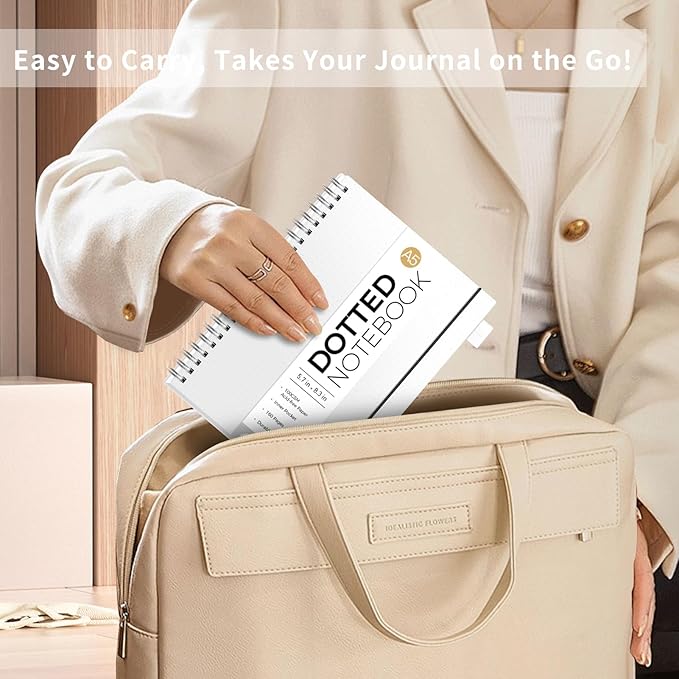 AHGXG Bullet Dotted Journal - Dot Grid Spiral Notebook A5, 160 Pages, 100 GSM Thick Paper, Waterproof Plastic Cover Journals for Bullet Journaling, Sketching, 5.7" x 8.3", Transparent-DeskLoop Office