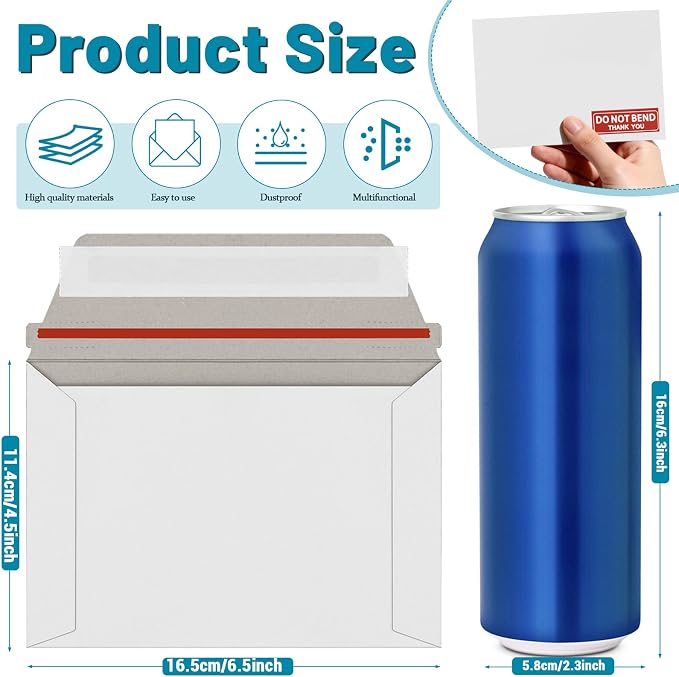 100 Pack Rigid Mailers 4.5x6.5 Inch Self Seal Document Mailers, Protective Flat - Image 2