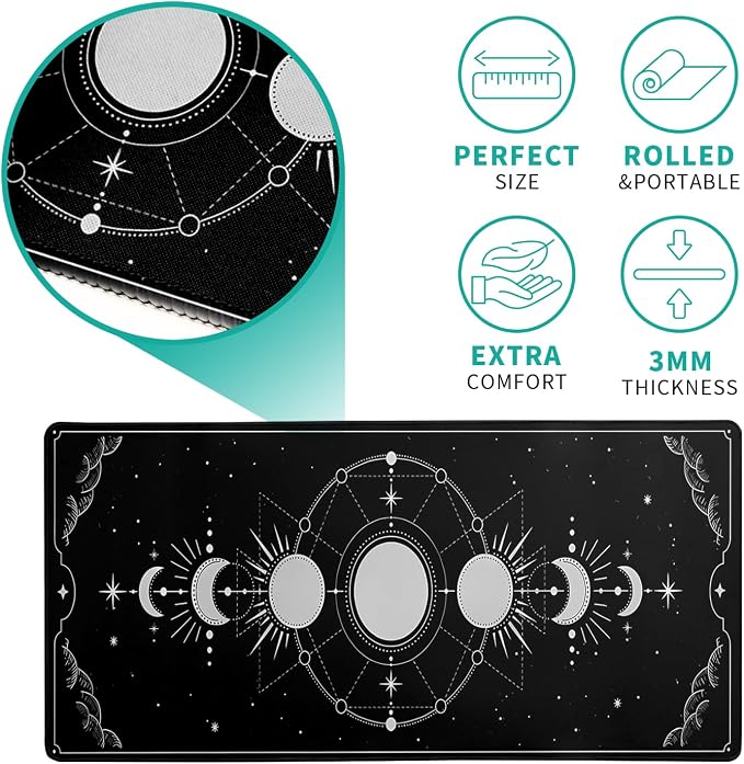 Sun Moon Gaming Mouse Pad Black Large Mouse Pad - Image 5