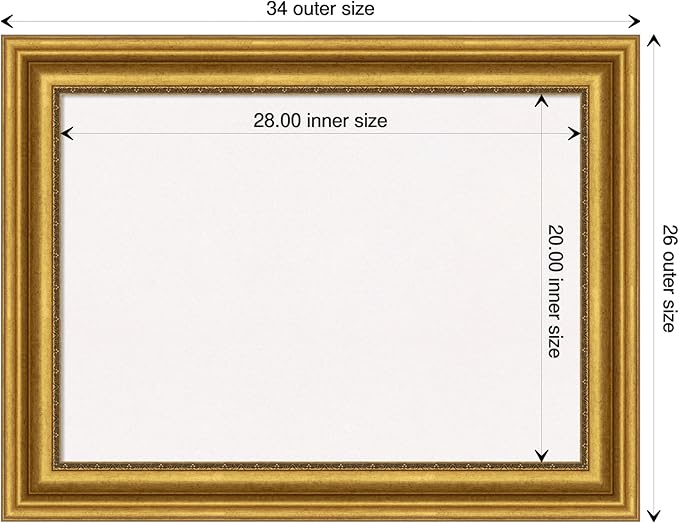 Amanti Art White Cork Board for Wall, 26x34 Vision Board with Gold Frame, Medium Corkboard Office Decor for Home Organization, Traditional Corkboard Pinboard to display items for home organization-DeskLoop Office