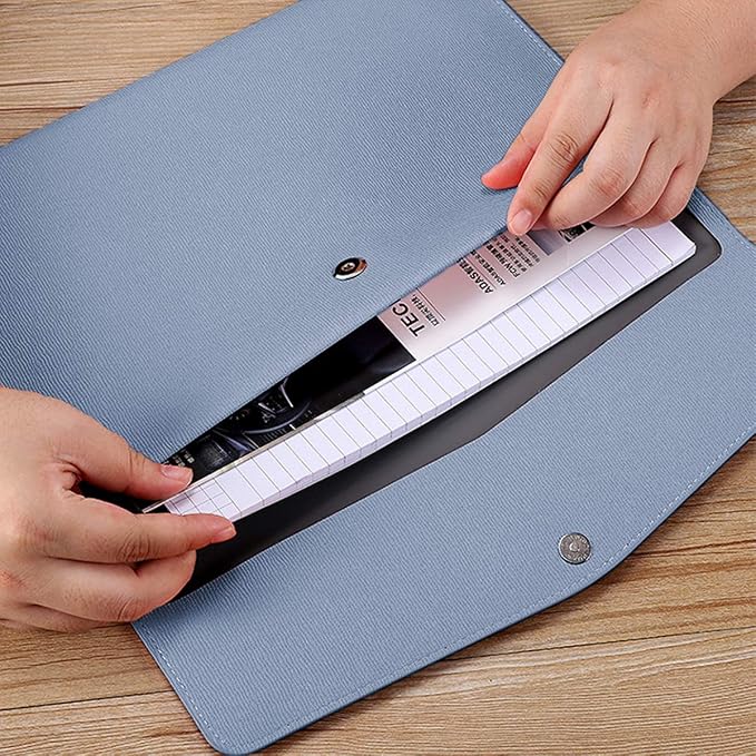 PU Leather A4 File Folder Document Holder Waterproof Portfolio Envelope Folder - Image 3