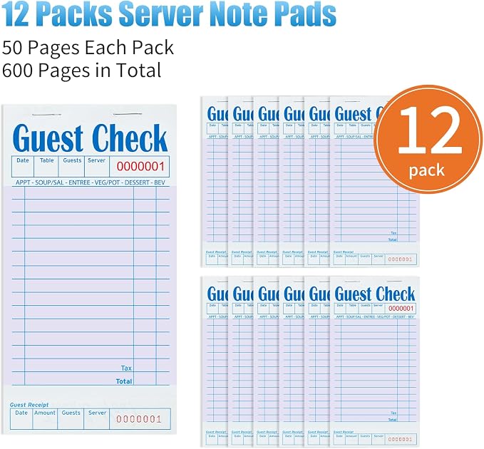 ZPARIK 12 Pack Purple Guest Checks Books - Image 4