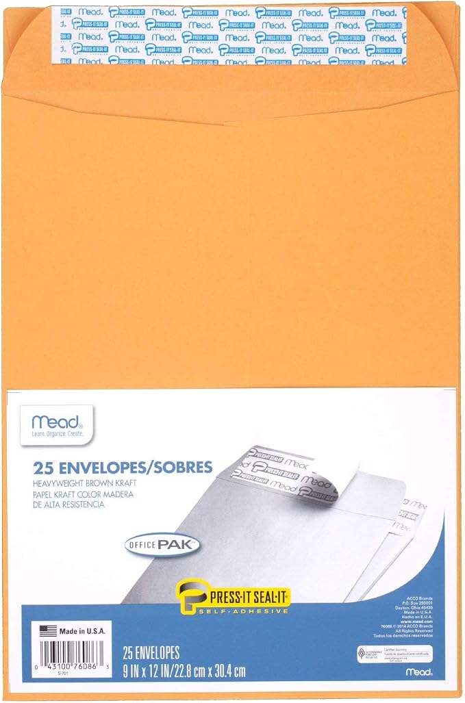 Mead Envelopes, Letter Size 9" x 12", Press-It Seal-It Self Adhesive Closure - Image 5