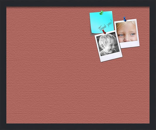 PinPix 22x18 Inch Cork Bulletin Board. This Decorative Framed Pin Board Comes with Crimson Pastel Design and a Satin Black Frame. Ideal for Home Office Decor or Message Board (PinPix-1807)-DeskLoop Office
