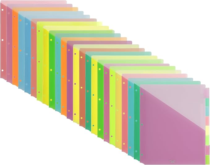Mr. Pen- Binder Dividers with Pockets and Tabs, 24 Pack | Pocket Dividers by MrPen