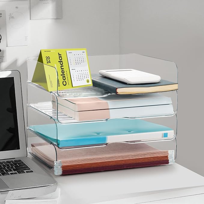 Desk Organizer and Storage, 4-Tier Paper Letter Tray Organizers, Stackable - Image 4