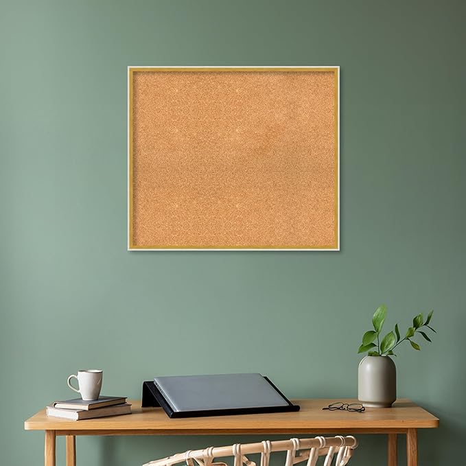 Amanti Art Natural Cork Board for Wall, 27x31 Vision Board with White Frame, Large Corkboard Office Decor for Home Organization, Modern Corkboard Pinboard to Display Items for Home Organization in-DeskLoop Office