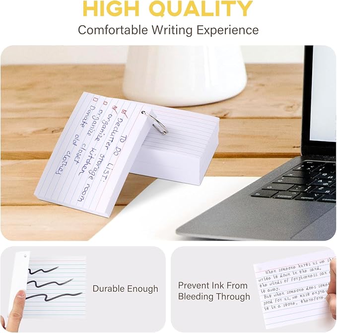 3x5 Index Cards with Ring, Goefun White Flashcards - Image 5