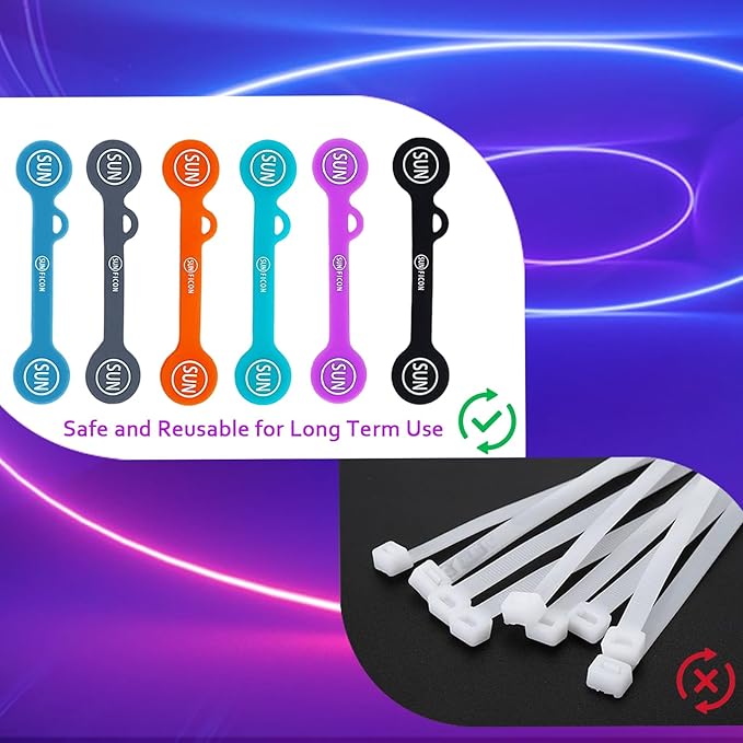 SUNFICON 10 Pack Cable Organizers Clips Earbuds Cords Organizers Magnetic Cable - Image 4