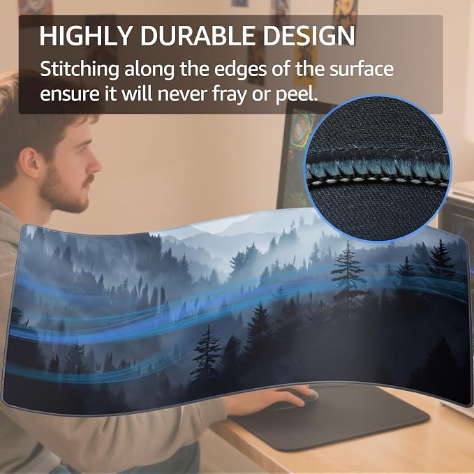 KTRIO Large Gaming Mouse Pad, Desk Mat, 31.5 x 11.8 in, Cloud Forest, XL | - Image 3