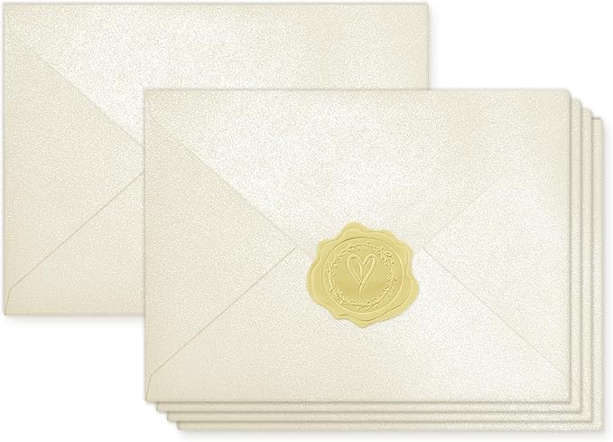 100 Pack Mini Pearl Ivory Envelopes, 4 x 2.75" Shimmer Gift Card Envelopes by YINUOYOUJIA