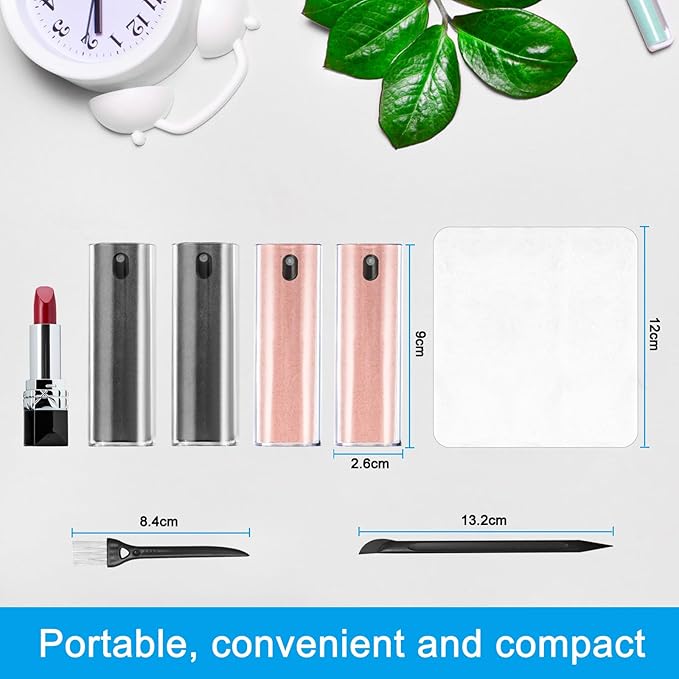 walrfid 4Pcs Car Screen Cleaner, Computer Screen Cleaner Spray and Wipe, Laptop Cleaner Kit for Cleaning iPad, iPhone, Cellphone, Monitor, Macbook Pro, Car Display, Electronic Device Screen, Grey Pink-DeskLoop Office