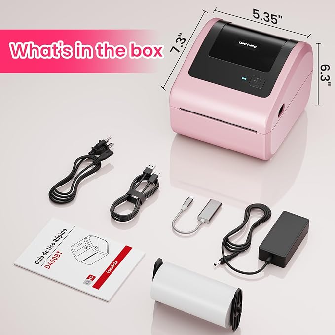 Bluetooth Thermal Label Printer 4x6 - D450BT Shipping Label Printer for Small Business, Shipping Packages, Office, Home, Compatible with Ebay, USPS, Shopify, Amazon-DeskLoop Office