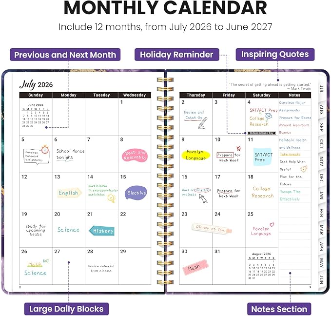 Planner 2026-2027, Monthly and Weekly Academic Planner July 2026 - Image 2