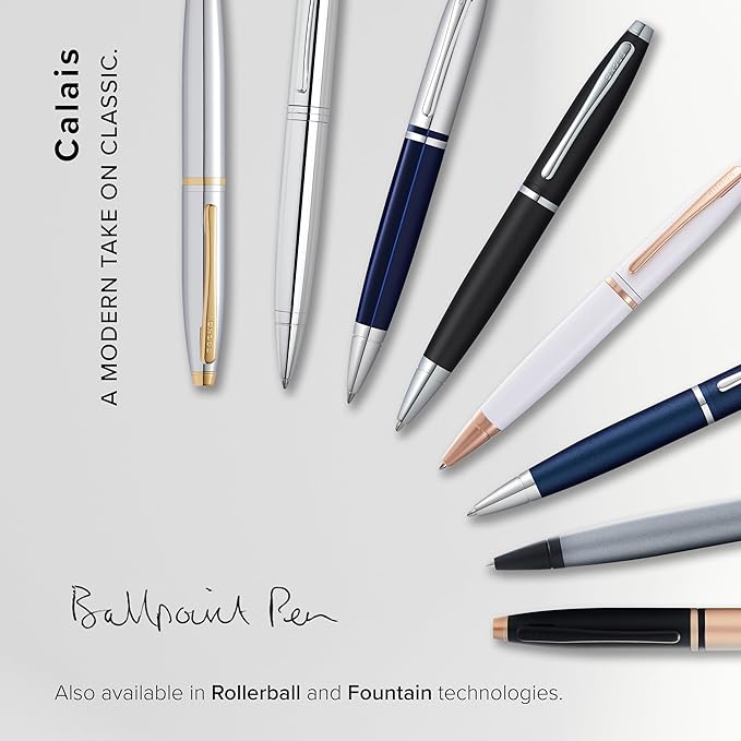 Cross Calais Refillable Ballpoint Pen Presented in a Luxury Gift Box - Medium Point, Black Ink, Matte Metallic Midnight Blue