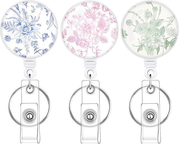 BESARME 3 Pack Badge Reels Retractable Badge Clip by BESARME
