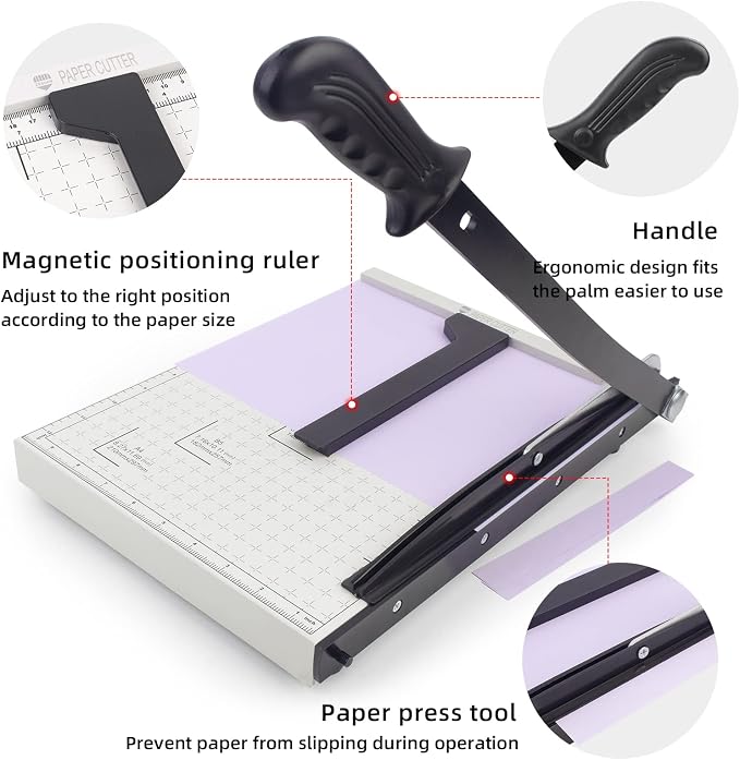 ZEQUAN 13" A4 Heavy Duty Guillotine Cutter, Metal Base, 10-Sheet Office - Image 3