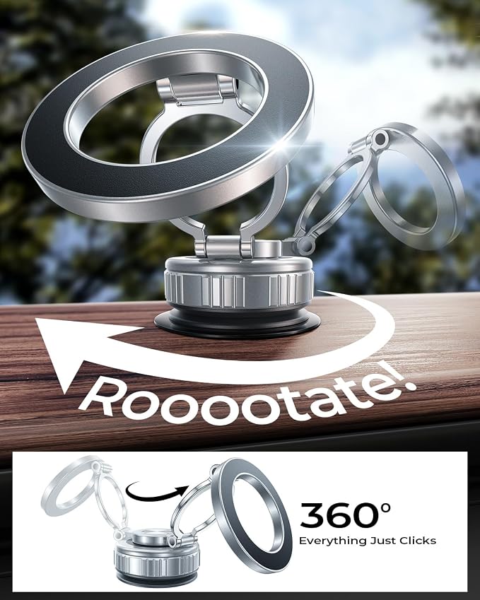 DIMONCOAT 2025 Upgraded 360° Rotation Vacuum Magnetic Phone Holder - Image 3