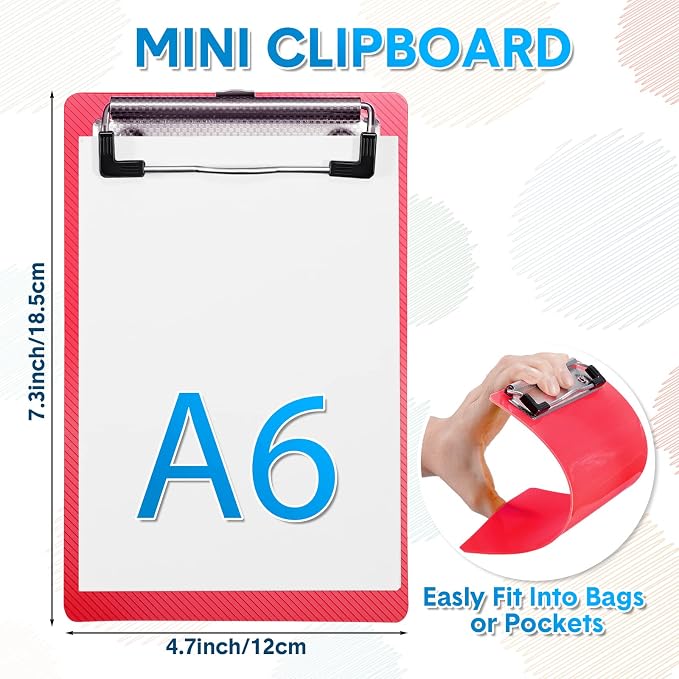20 Pieces Mini Clipboards 4.7x7.3 Inch Plastic Colorful Clip Boards Small Cute - Image 2
