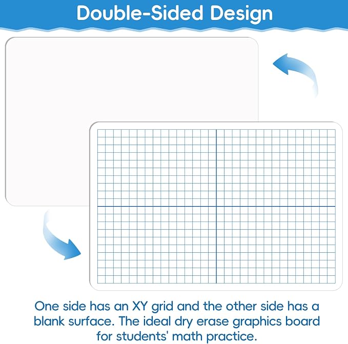 10 Pack Double-Sided Dry Erase Graph Boards, XY Axis Grid & Blank Side - Image 3