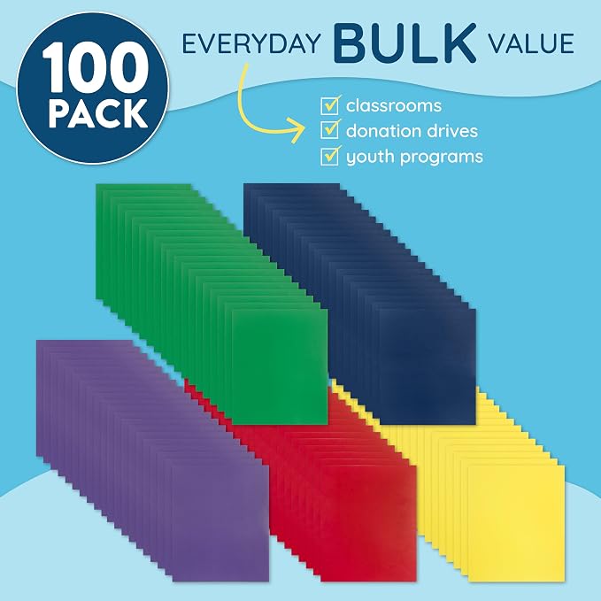 Blue Summit Supplies 100 Pack Paper 2 Pocket Folders Bulk, Two Pocket Folders - Image 2
