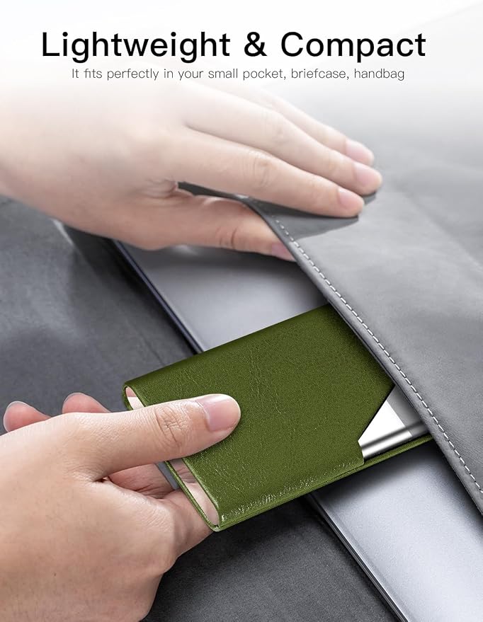 Padike Business Card Holder, Leather Business Card Case Pocket Card Holders - Image 6