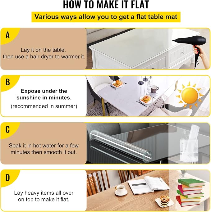 VEVOR Clear Desk Cover Protector, 36 X 60 inch, 2 mm Rectangle Waterproof Thick - Image 7