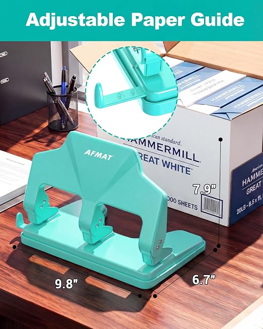 AFMAT 3 Hole Punch Heavy Duty, 40-Sheet Three Hole Punch, 50% Reduced Effort - Image 6