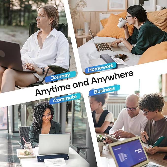 iDPRT MT888 Portable Thermal Printer Wireless for Travel,Support 8.5" X 11" US Letter Compatible with iOS, Android & Laptop,Bluetooth Mobile Inkless Printer with Case, Blue-DeskLoop Office