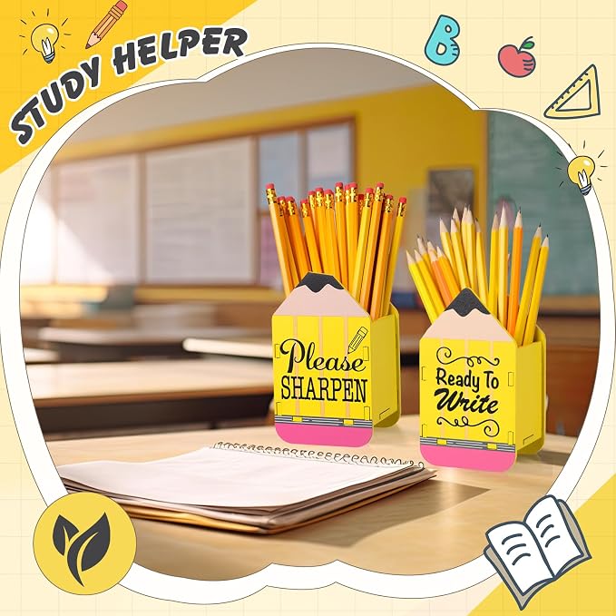 DoubleFill 2 Pcs Pencil Shaped Holder Sharp Dull Holder Wooden Dispenser Pencil - Image 6