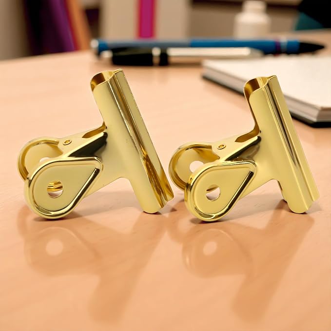 2PCS Bulldog Clip Gold Clips for Paper – Retro Metal Binder Chip T Clamp - Image 6