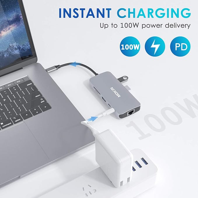 USB C Adapters for MacBook Pro/Air,Mac Dongle with 3 USB Port,USB C to HDMI, USB C to RJ45 Ethernet,MOKiN 9 in 1 USB C to HDMI Adapter,100W Pd Charging, USB C to SD/TF Card Reader USB C Hub-DeskLoop Office